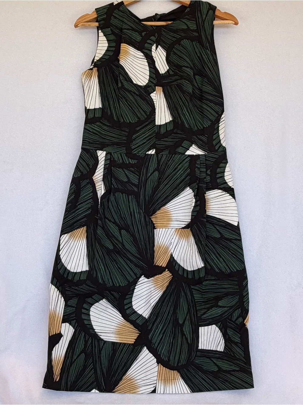 Maria Bonita Extra Abstract Floral Midi Dress Green Black Retro Mod Size 6